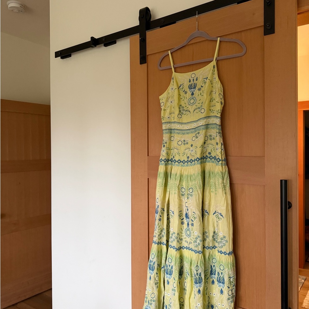 Sundance Yellow Maxi Dress with Blue Print